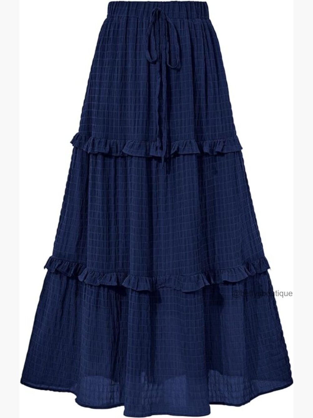 Elegant High Waist A-Line Midi Skirt Flowy Tiered Ruffle Long Skirt - Picture 1 of 7